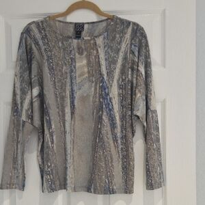 Clara Sun Woo Blue and Gray Abstract Blouse